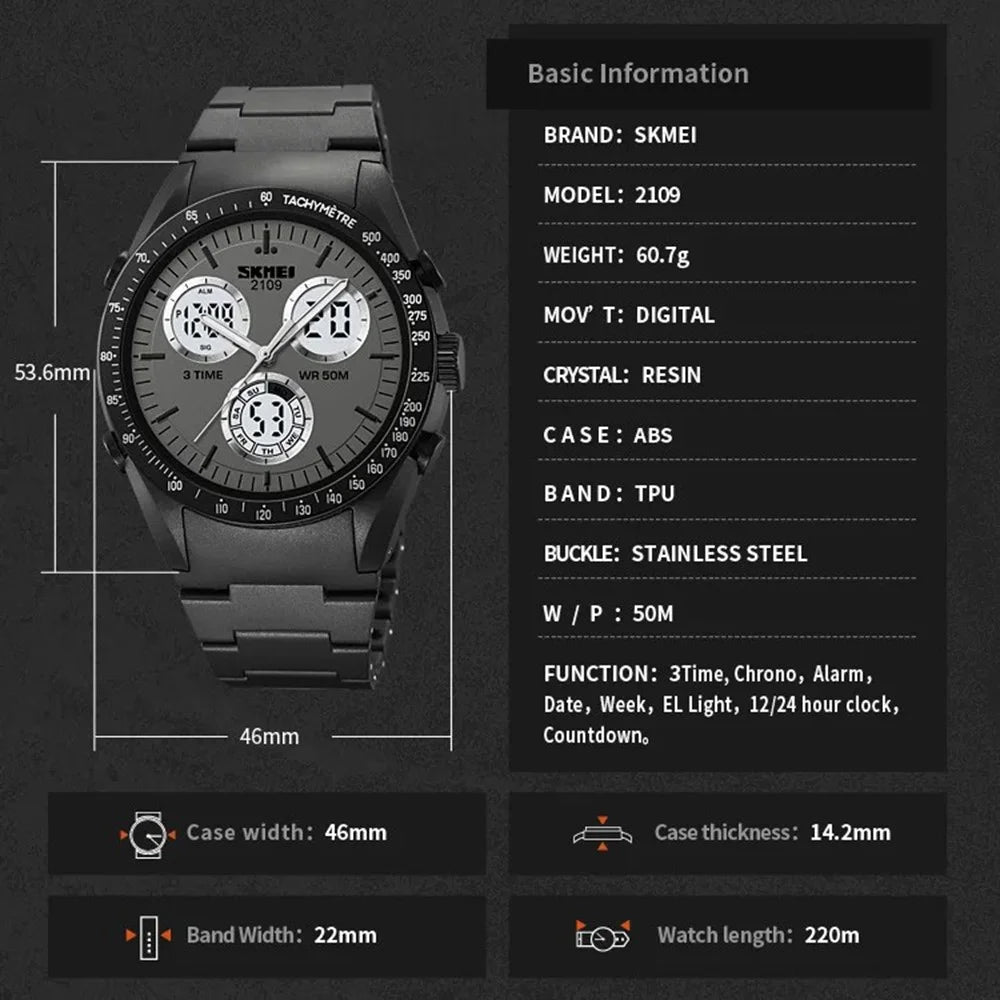 SKMEI 2109 Student Sports Watch Luminous Wrist Bracelet with TPU Strap - Black - 7