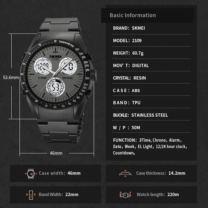 SKMEI 2109 Student Sports Watch Luminous Wrist Bracelet with TPU Strap - Black - 7