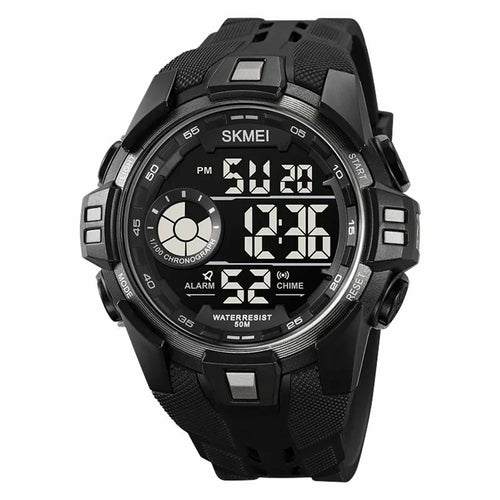 SKMEI 2123 50m Waterproof Outdoor Wrist Watch EL Backlight Electronic Watch with TPU Strap - Titanium - 1