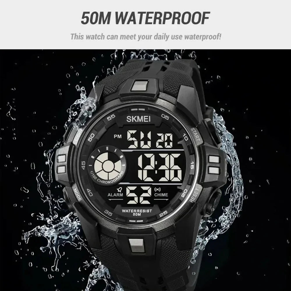 SKMEI 2123 50m Waterproof Outdoor Wrist Watch EL Backlight Electronic Watch with TPU Strap - Titanium - 3