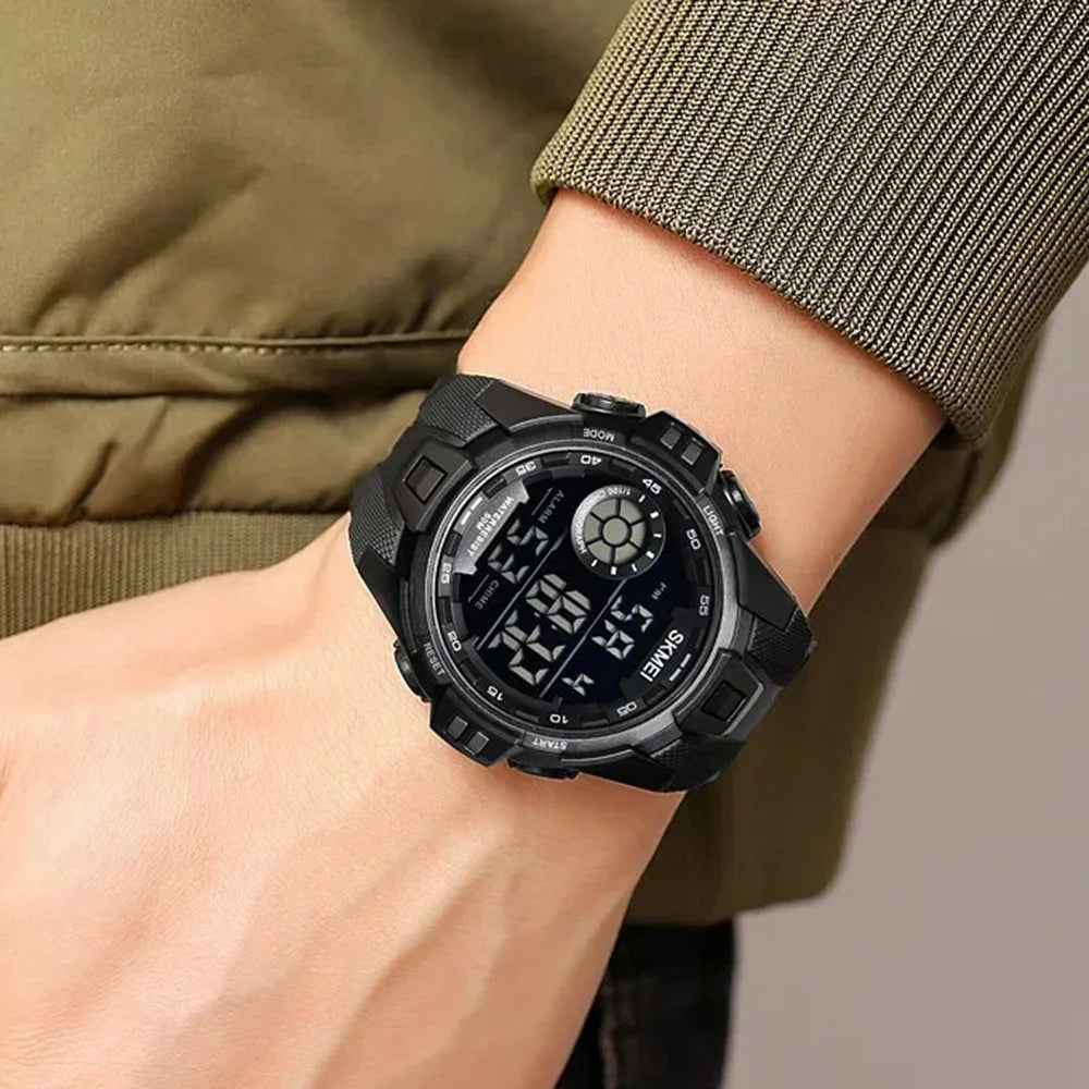 SKMEI 2123 50m Waterproof Outdoor Wrist Watch EL Backlight Electronic Watch with TPU Strap - Titanium - 5