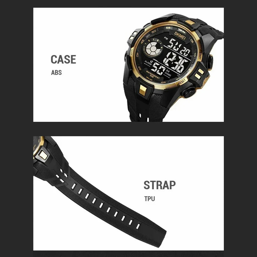 SKMEI 2123 50m Waterproof Outdoor Wrist Watch EL Backlight Electronic Watch with TPU Strap - Titanium - 6