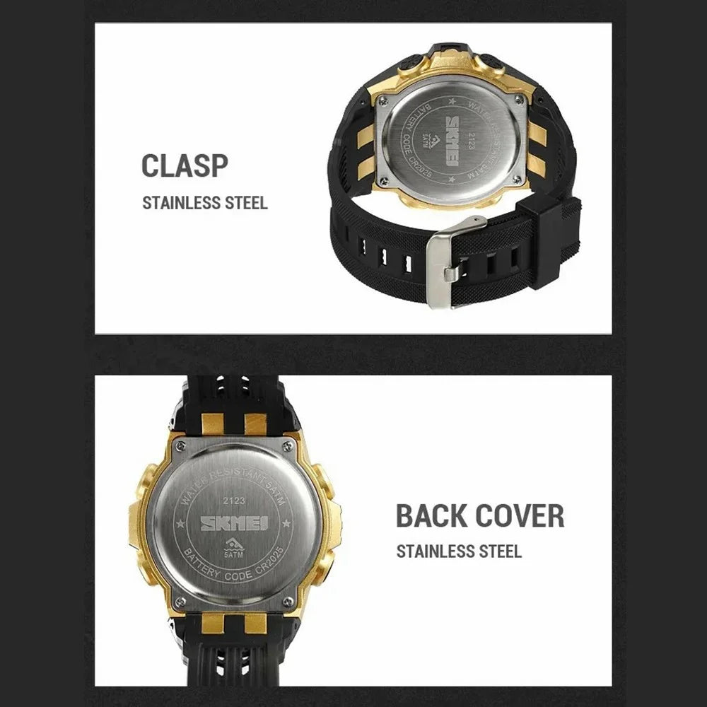 SKMEI 2123 50m Waterproof Outdoor Wrist Watch EL Backlight Electronic Watch with TPU Strap - Titanium - 7
