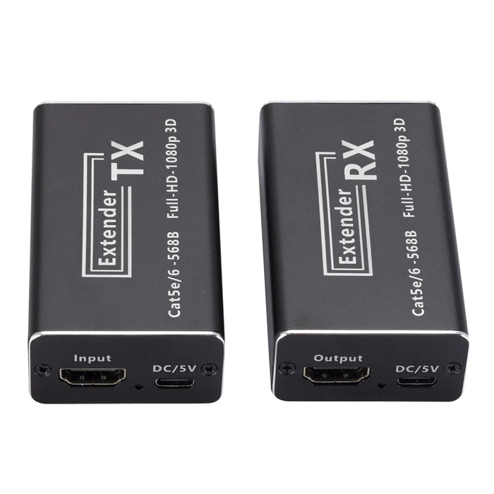 CAT 5 / 6 RJ45 to HD Converter Full HD 1080P Transmitter + Receiver Extender with DC5V Port - US Plug - 3
