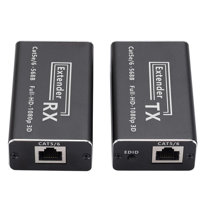 CAT 5 / 6 RJ45 to HD Converter Full HD 1080P Transmitter + Receiver Extender with DC5V Port - US Plug - 4