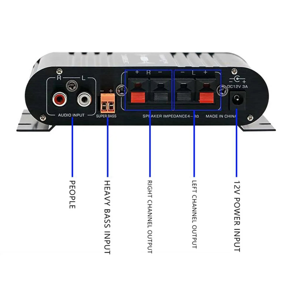 ST-838 12V Car Mini Audio Power Amplifier Hifi Sound Stereo Amplifier - Black - 5