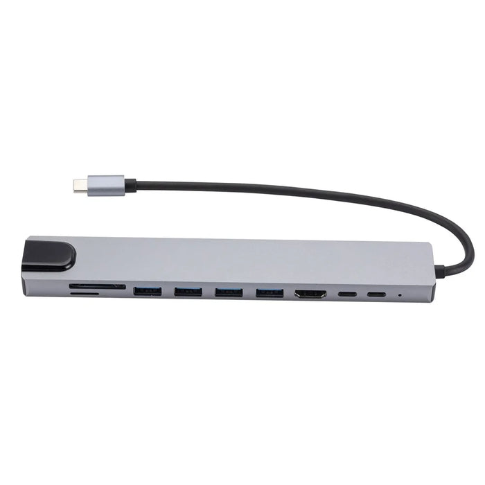 USB-C Hub to PD 100W+3xUSB 2.0+USB 3.0+HD Output+2 Card Reader Slots+RJ45+Type-C - 4