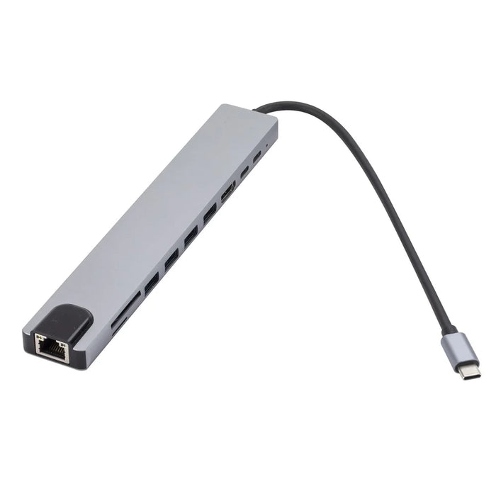 USB-C Hub to PD 100W+3xUSB 2.0+USB 3.0+HD Output+2 Card Reader Slots+RJ45+Type-C - 6