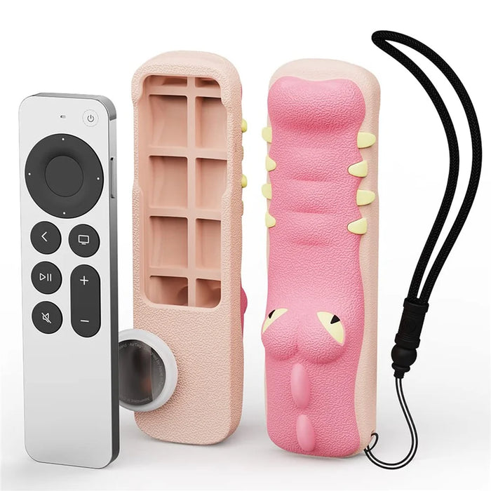AHASTYLE PT154 Silicone Case for Apple 4K TV Gen 6 / Gen 7 Remote Cartoon Crocodile Protective Cover - Pink - 1