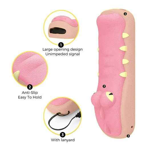 AHASTYLE PT154 Silicone Case for Apple 4K TV Gen 6 / Gen 7 Remote Cartoon Crocodile Protective Cover - Pink - 2
