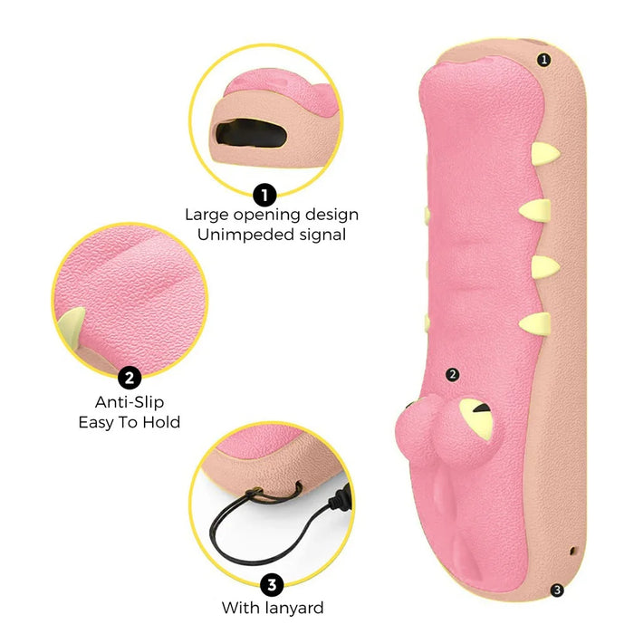 AHASTYLE PT154 Silicone Case for Apple 4K TV Gen 6 / Gen 7 Remote Cartoon Crocodile Protective Cover - Pink - 2