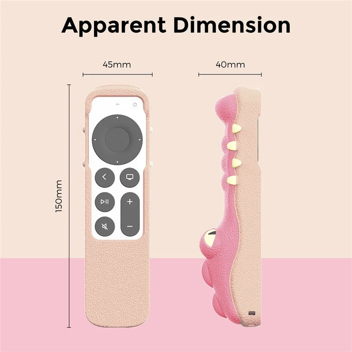 AHASTYLE PT154 Silicone Case for Apple 4K TV Gen 6 / Gen 7 Remote Cartoon Crocodile Protective Cover - Pink - 6