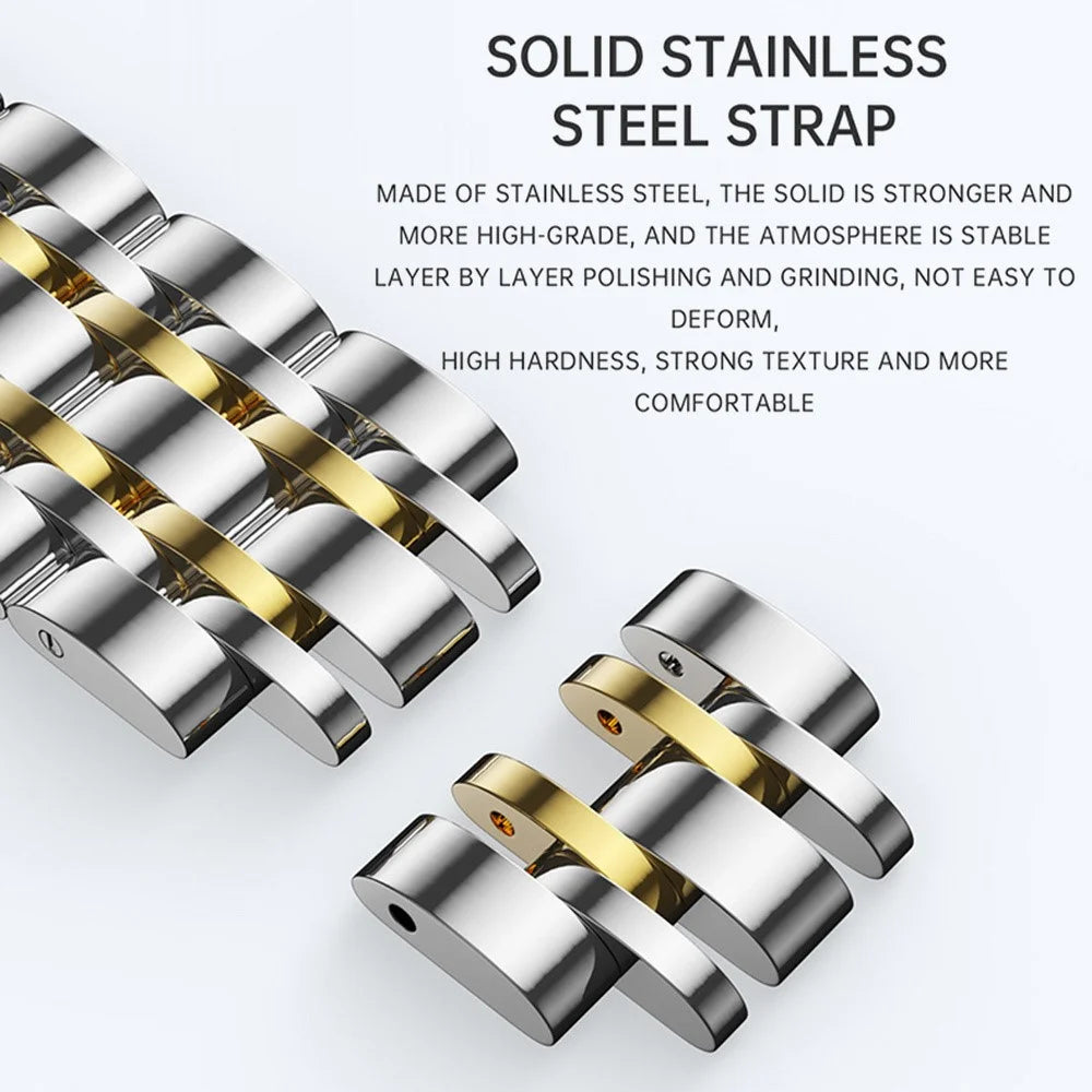 SKMEI 7070 Weekday Date Display Stainless Steel Strap Quartz Wrist Watch for Men / Women - Gold Splicing+Blue / Men - 4