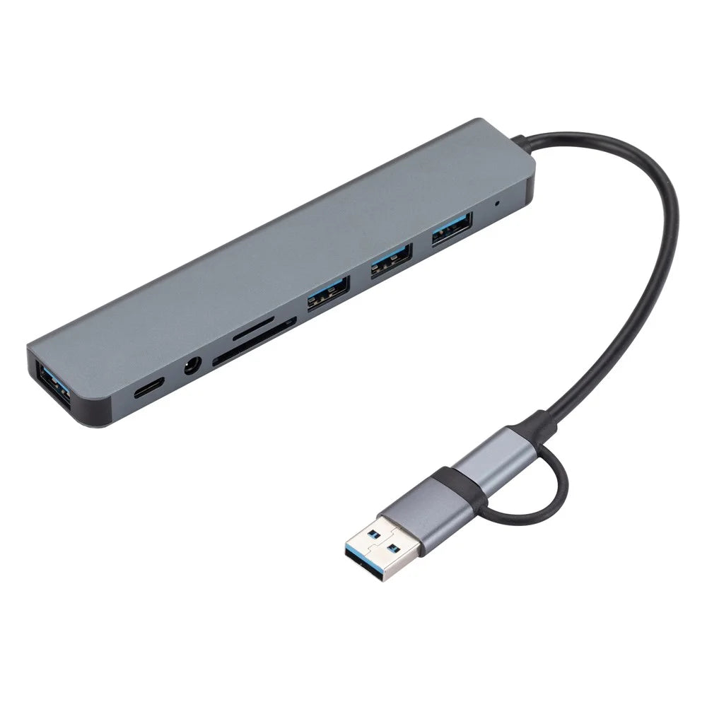 2218 USB / Type-C Docking Station Hub USB3.0 + USB 2.0x3 + SD / TF + 3.5mm Audio + USB-C Adapter - 1