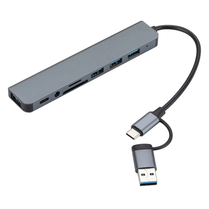 2218 USB / Type-C Docking Station Hub USB3.0 + USB 2.0x3 + SD / TF + 3.5mm Audio + USB-C Adapter - 3