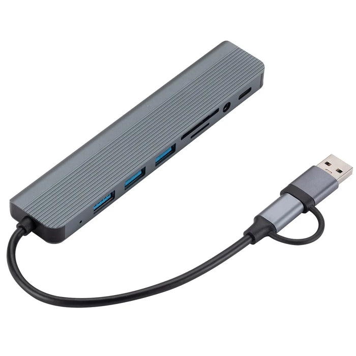 2218 USB / Type-C Docking Station Hub USB3.0 + USB 2.0x3 + SD / TF + 3.5mm Audio + USB-C Adapter - 4