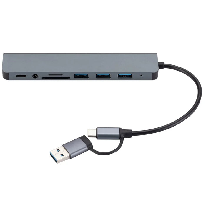 2218 USB / Type-C Docking Station Hub USB3.0 + USB 2.0x3 + SD / TF + 3.5mm Audio + USB-C Adapter - 5