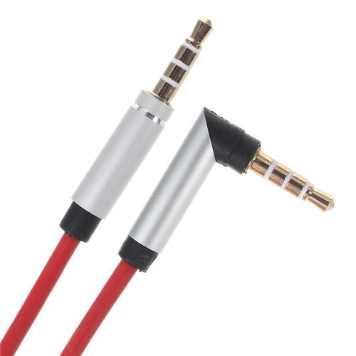 3.5mm Male to Male Right Angle Stereo Audio Cable for iPhone MP3 MP4 - Red - 1