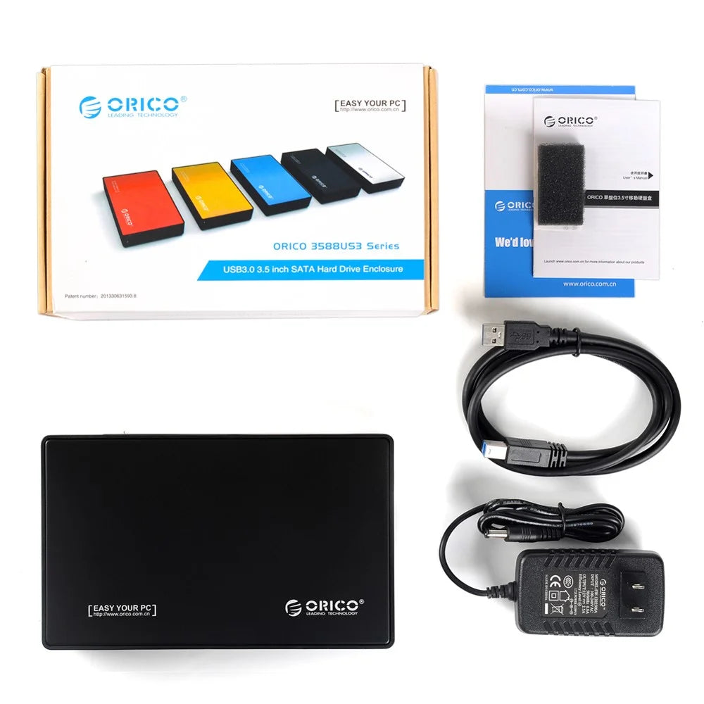 ORICO USB3.0 3.5-inch External Hard Drive HDD Enclosure SATA I / II Interface (3588US3) - Black - 6