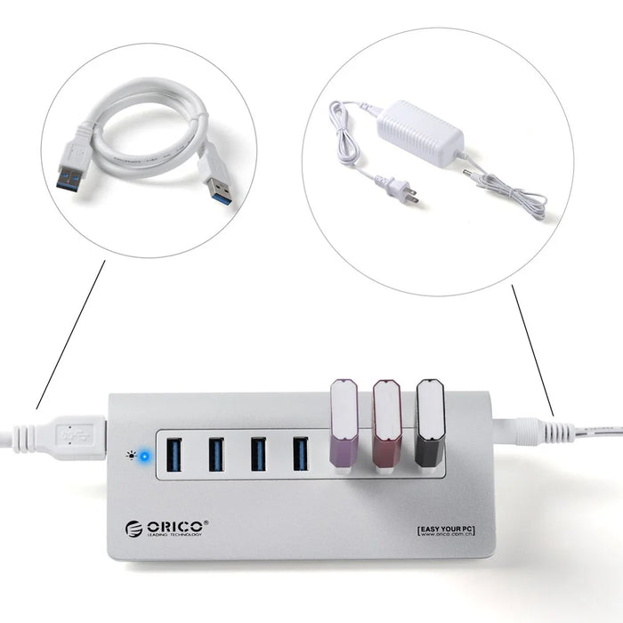 ORICO Aluminum 7 Ports USB 3.0 Hub with USB 3.0 Cable (M3H7) - Silver - 3