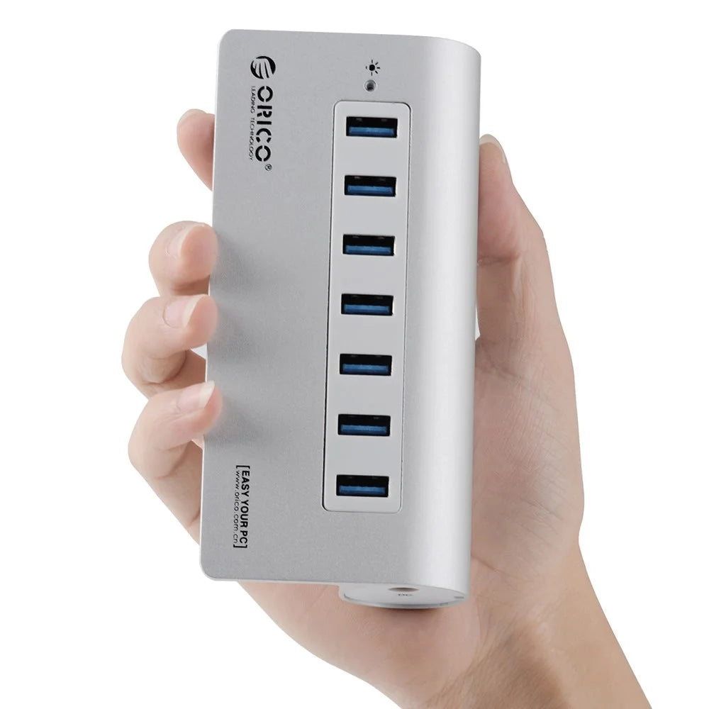 ORICO Aluminum 7 Ports USB 3.0 Hub with USB 3.0 Cable (M3H7) - Silver - 5