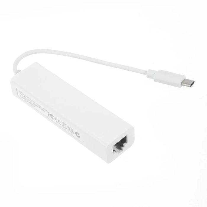 USB 3.1 Type C to 3-Port USB 2.0 Hub with Gigabyte Ethernet Adapter for Apple New MacBook 12-inch - White - 2
