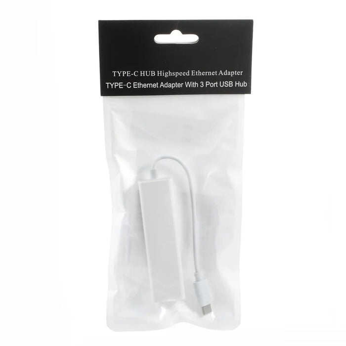 USB 3.1 Type C to 3-Port USB 2.0 Hub with Gigabyte Ethernet Adapter for Apple New MacBook 12-inch - White - 7