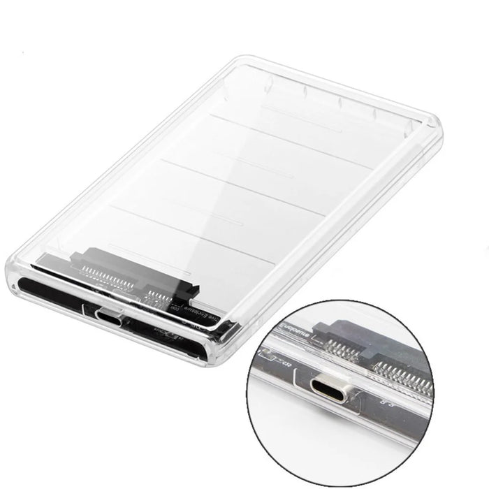 USB-C Type-C to 2.5 Inch SATA SSD HDD External Enclosure Transparent for Laptop & PC - 5