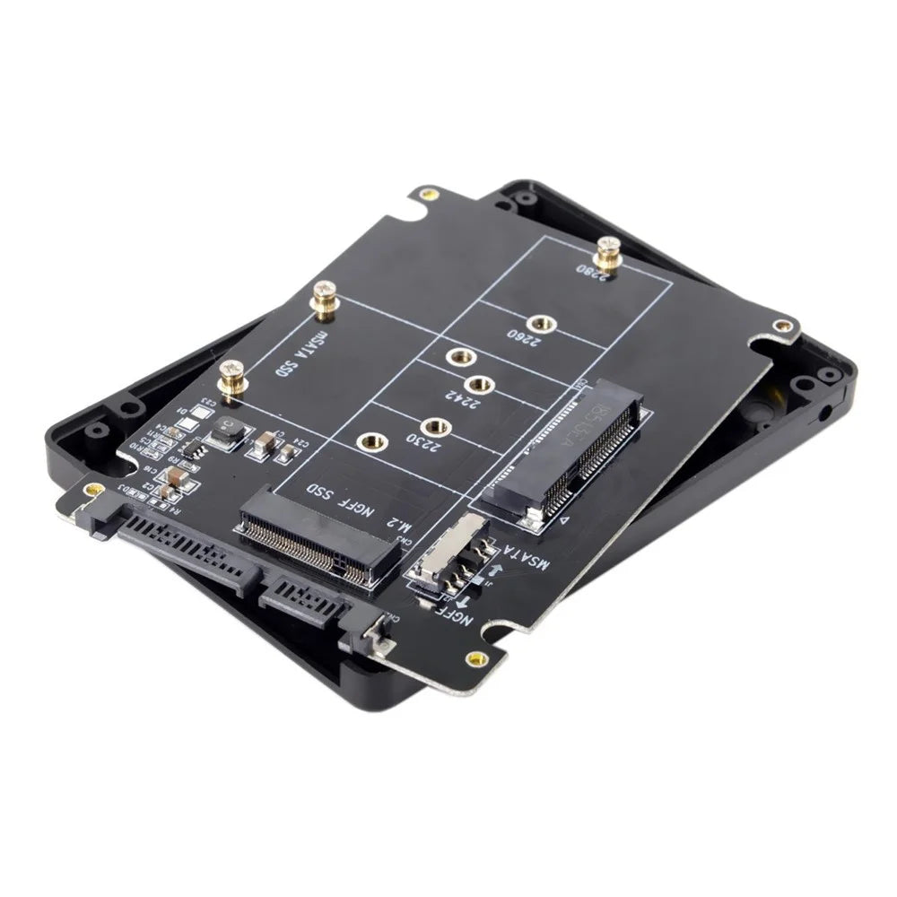 2-in-1 Combo M.2 NGFF B-key & mSATA SSD to SATA 3.0 Adapter Converter Case Enclosure - 4