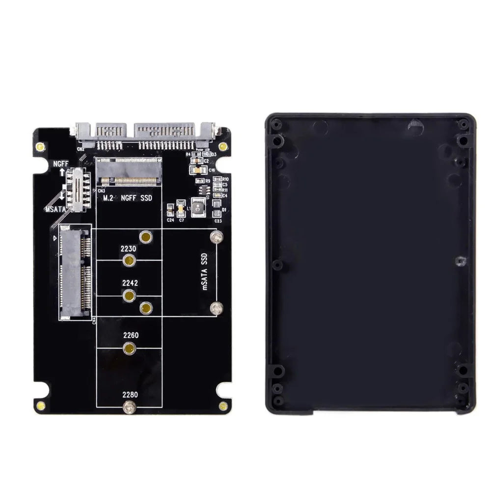 2-in-1 Combo M.2 NGFF B-key & mSATA SSD to SATA 3.0 Adapter Converter Case Enclosure - 5