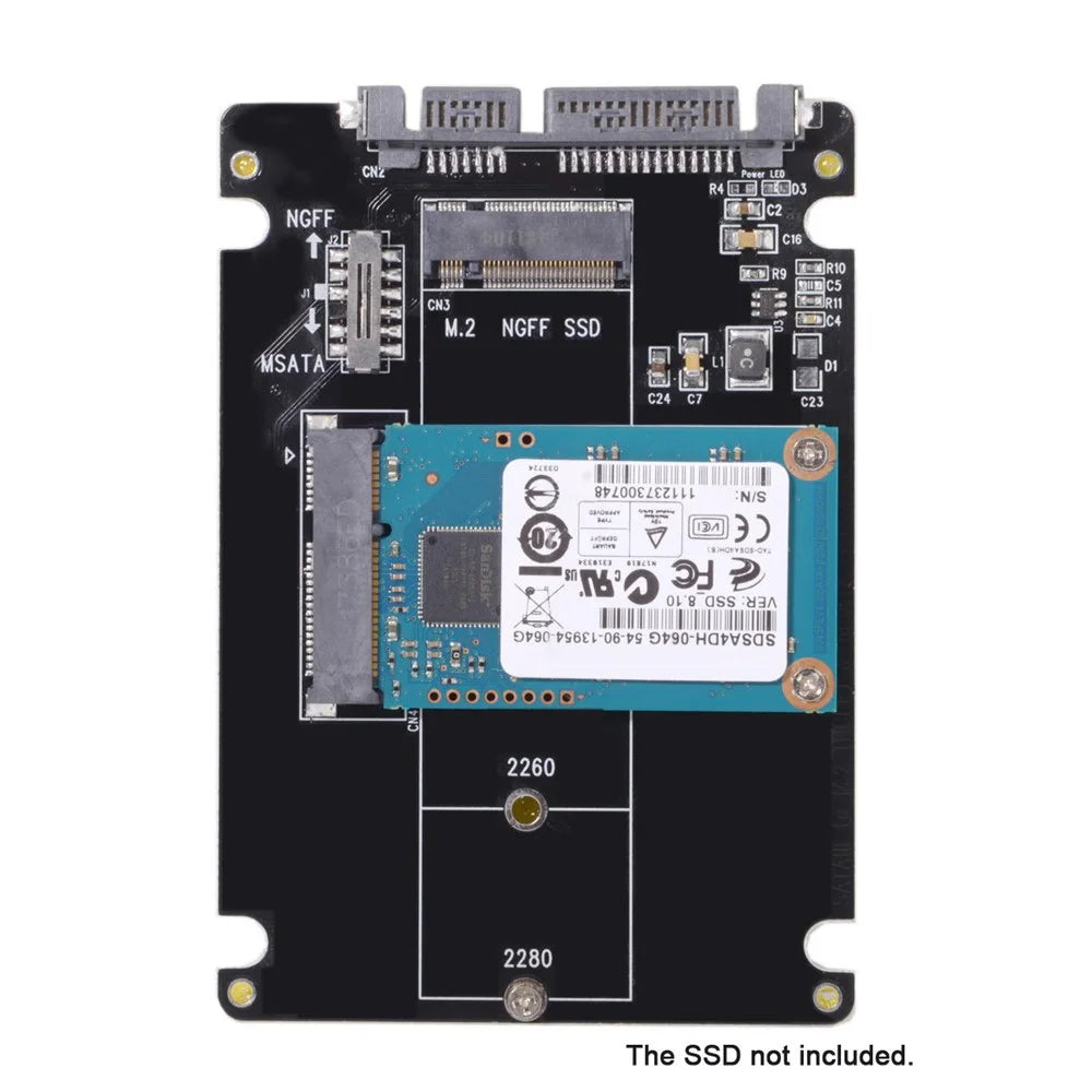 2-in-1 Combo M.2 NGFF B-key & mSATA SSD to SATA 3.0 Adapter Converter Case Enclosure - 6