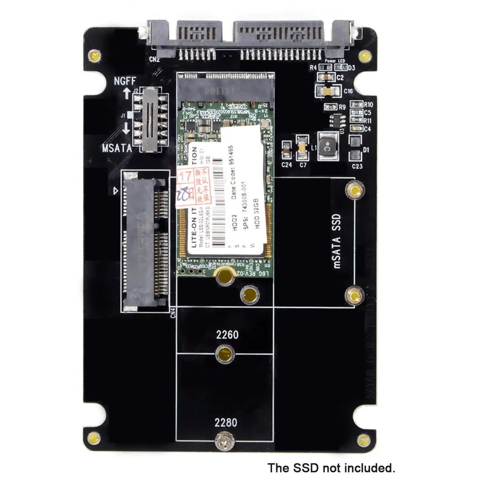 2-in-1 Combo M.2 NGFF B-key & mSATA SSD to SATA 3.0 Adapter Converter Case Enclosure - 7