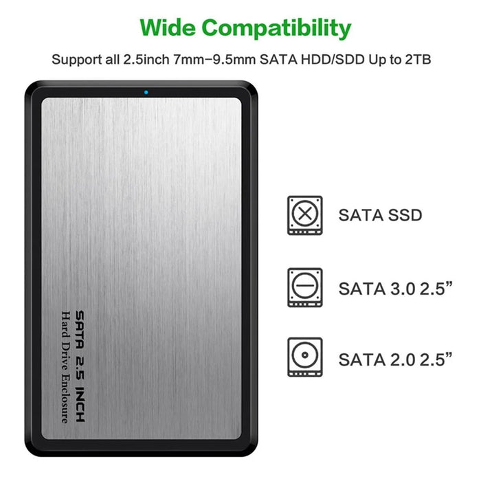 CY U3-194 USB 3.0 to 2.5-inch Hard Drive Case - Silver - 7