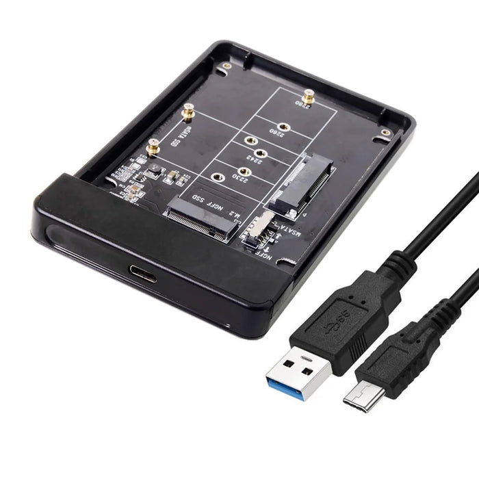 Combo M.2 NGFF B-key & mSATA SSD to USB Type-C Converter Case Enclosure with Switch - 2