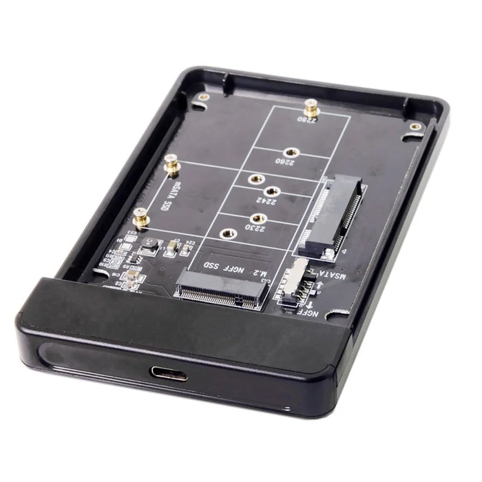 Combo M.2 NGFF B-key & mSATA SSD to USB Type-C Converter Case Enclosure with Switch - 3