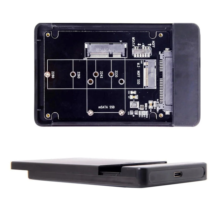 Combo M.2 NGFF B-key & mSATA SSD to USB Type-C Converter Case Enclosure with Switch - 7