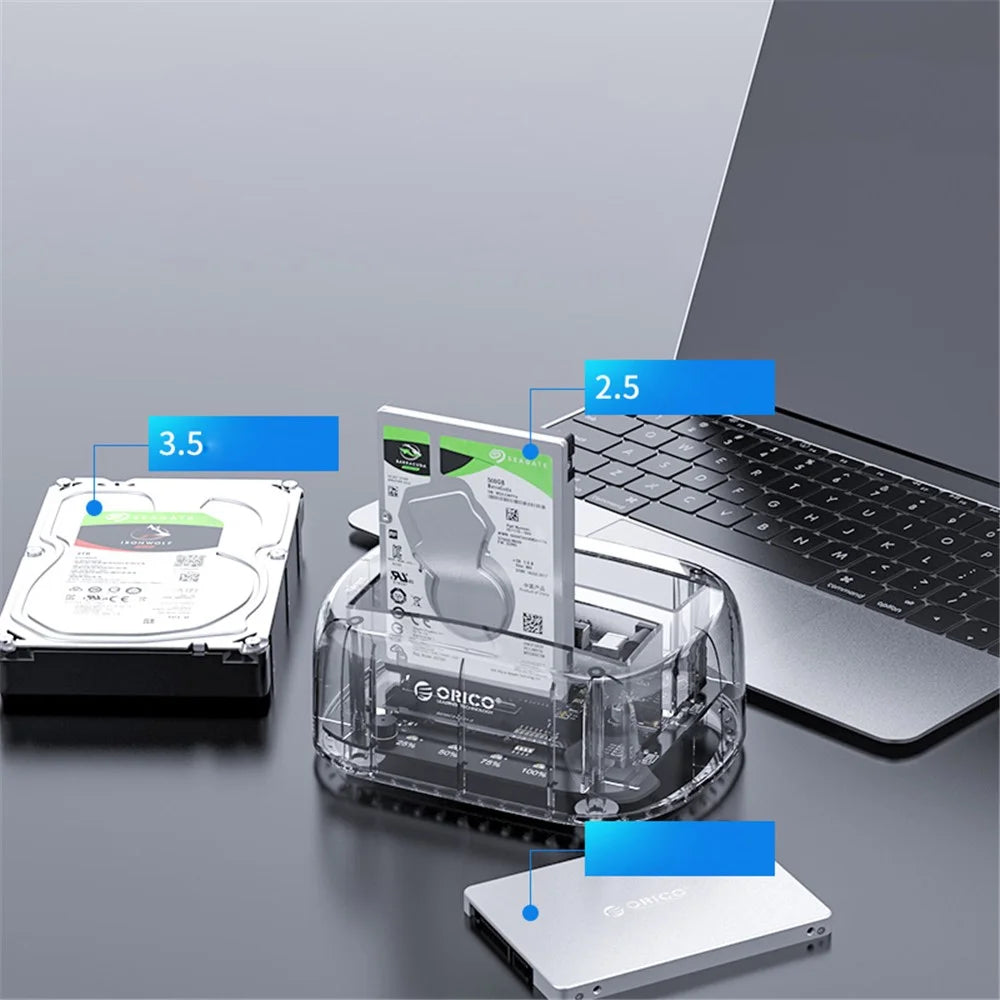ORICO 6239U3 3.5 inch HDD/SSD Hard Drive Docking Station USB 3.0 Dual-Bay - 6