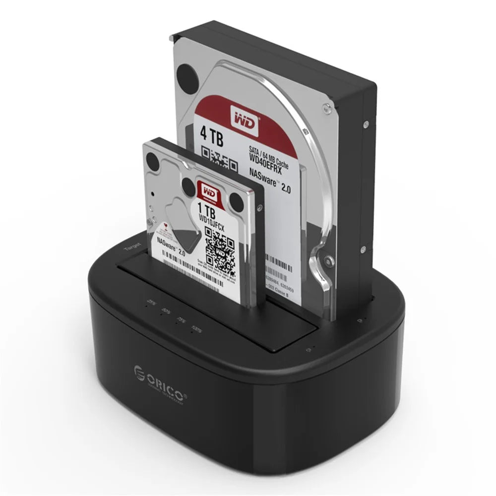 ORICO USB 3.0 SATA Dual-bay Hard Disk Drive Docking Station Enclosure Case for 2.5"/3.5" SDD HDD with Offline Clone Function (6228US3-C) - EU Plug - 1