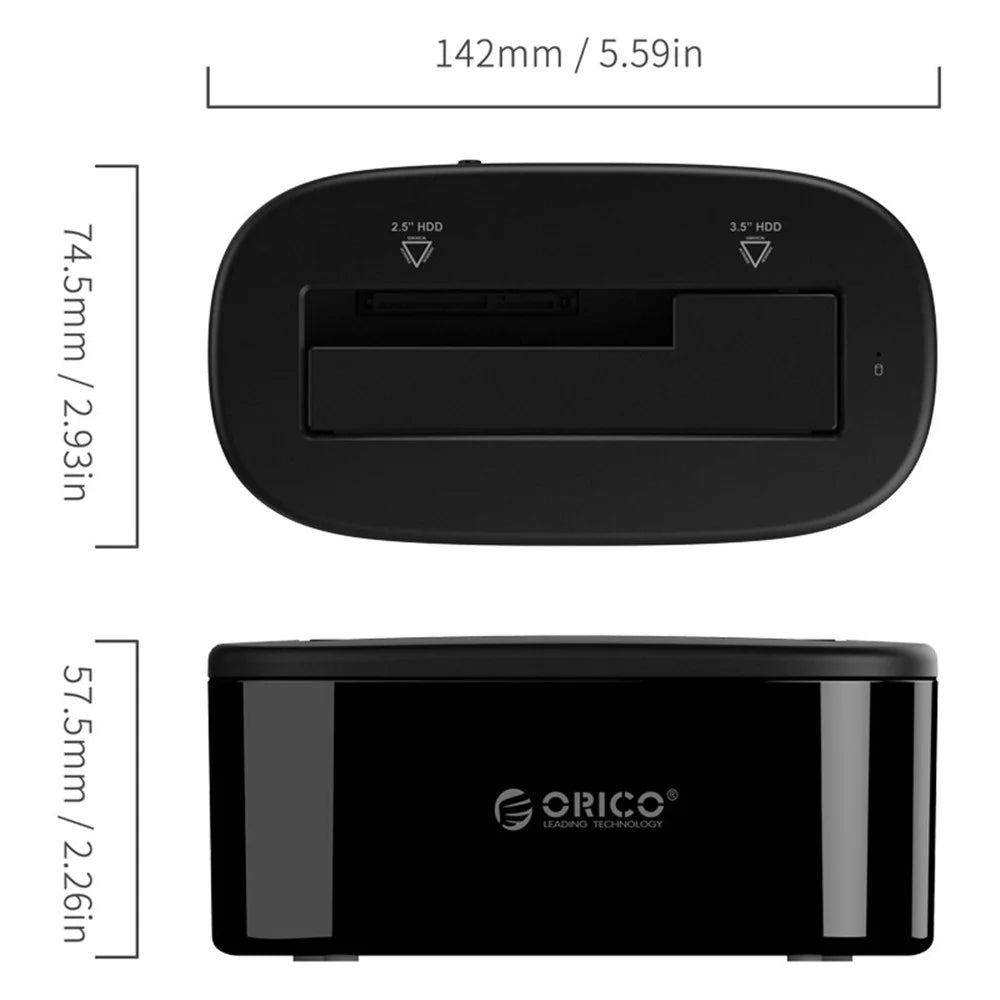 ORICO Tool Free 5Gbps Super Speed USB 3.0 to SATA External Hard Drive Docking Station (6218US3) - Black / EU Plug - 3