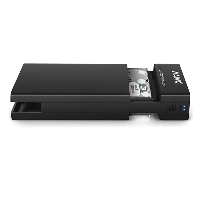 MAIWO K25682 Tool Free USB3.0 Dual Bay 2.5 inch SATA Hard Drive RAID Enclosure Case - Black - 3