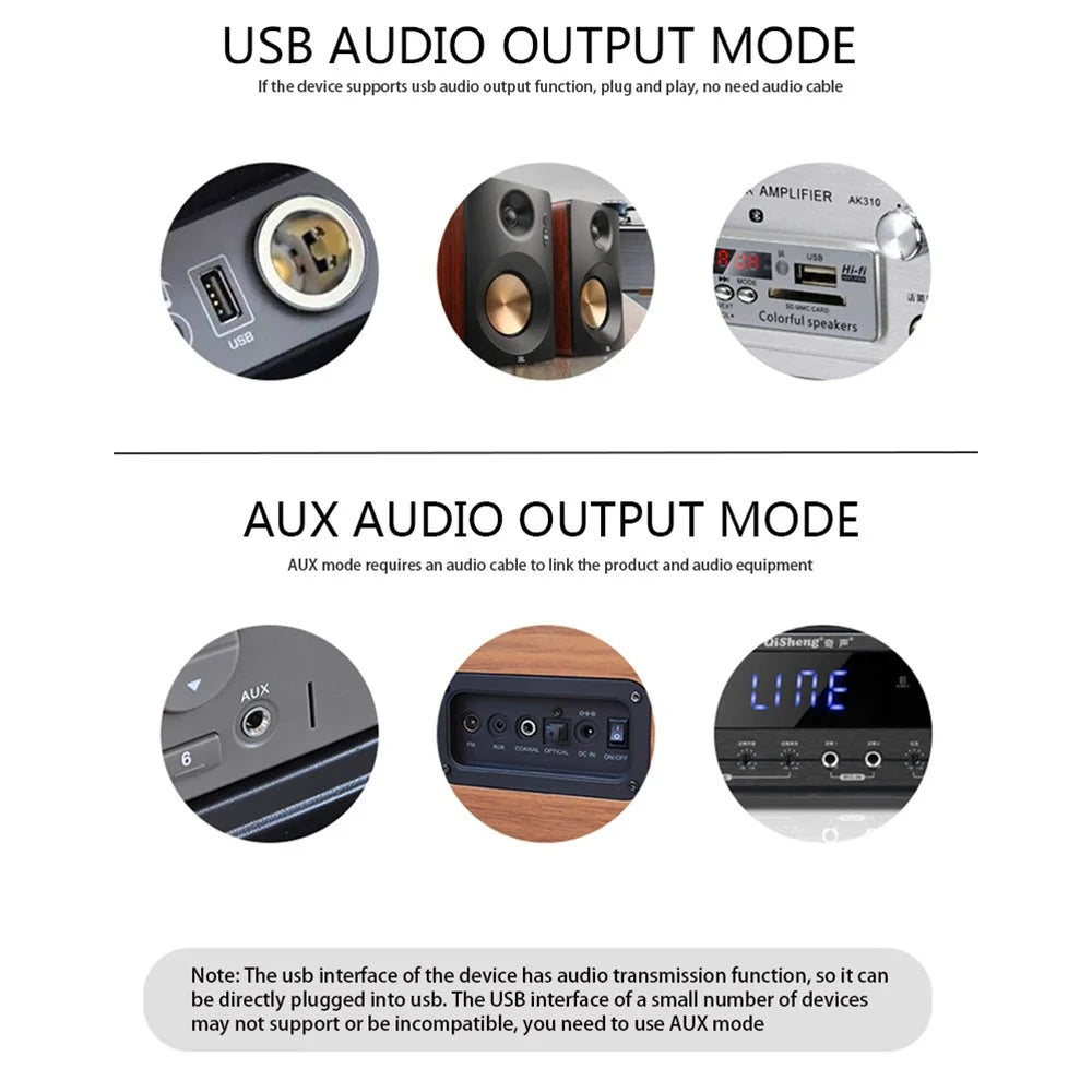 KN318 Bluetooth-compatible 5.1 Audio Receiver Dual Output AUX USB Stereo Car Bluetooth-compatible Hands-free Calling - 6
