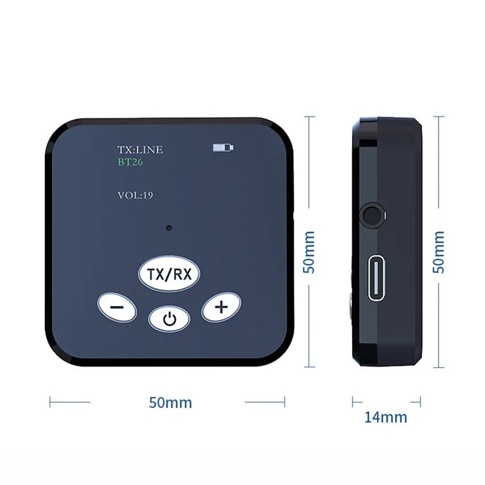 T5 2-in-1 Wireless Bluetooth-compatible 5.0 Audio Receiver Transmitter 3.5mm AUX Jack OLED Display Stereo Music Adapter for TV Car Computer - 7