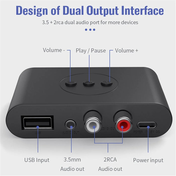 B21 Bluetooth-compatible 5.3 Audio Receiver U-Disk RCA 3.5mm AUX Jack Stereo Music Adapter - 7