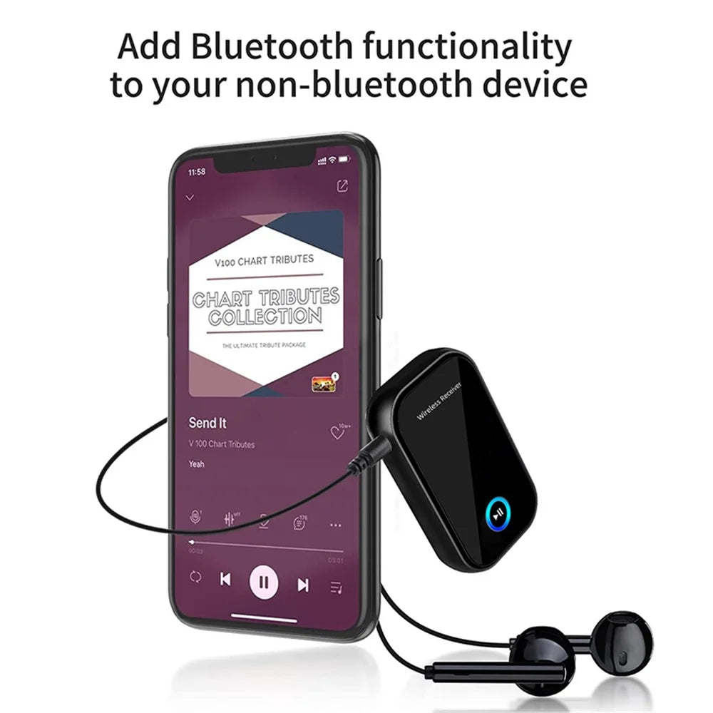 BT15 AUX Car Bluetooth-compatible 5.0 Audio Receiver Noise Reduction Bluetooth-compatible Call Adapter - 4