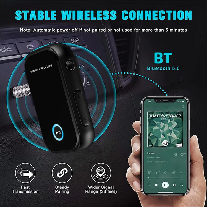 BT15 AUX Car Bluetooth-compatible 5.0 Audio Receiver Noise Reduction Bluetooth-compatible Call Adapter - 6