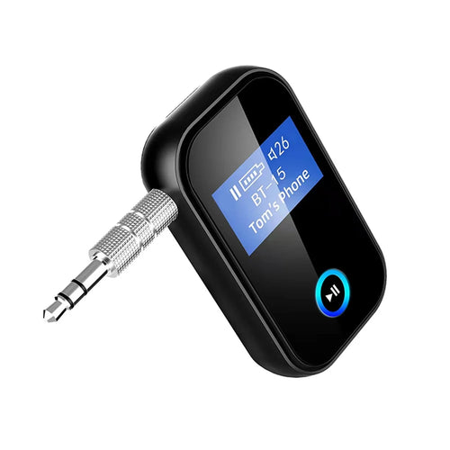 BT15S Bluetooth-compatible Receiver LCD Display Screen AUX Adapter Car Adapter with CVC 8.0 Noise Canceling Hands-Free Call for Car/Home Stereo/Wired Headphone - 1