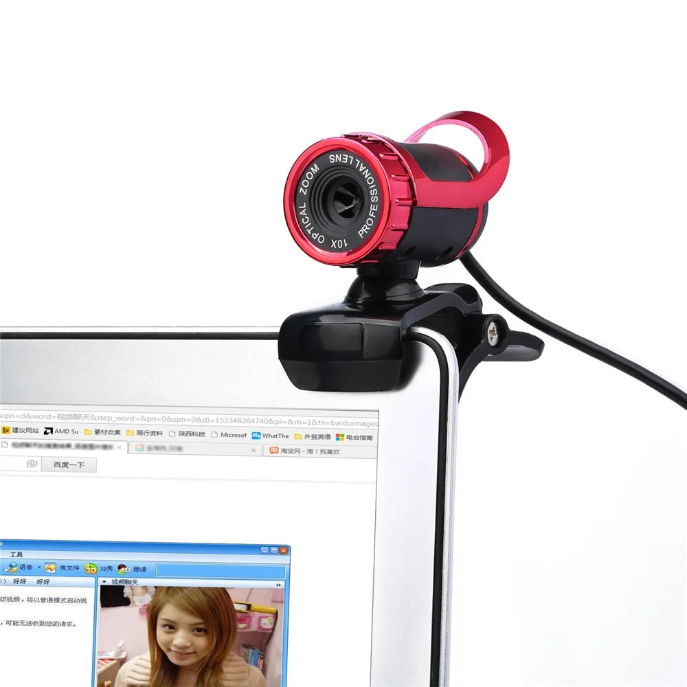 A859 Computer HD High Definition Video USB Camera Built-in Microphone - Red - 6