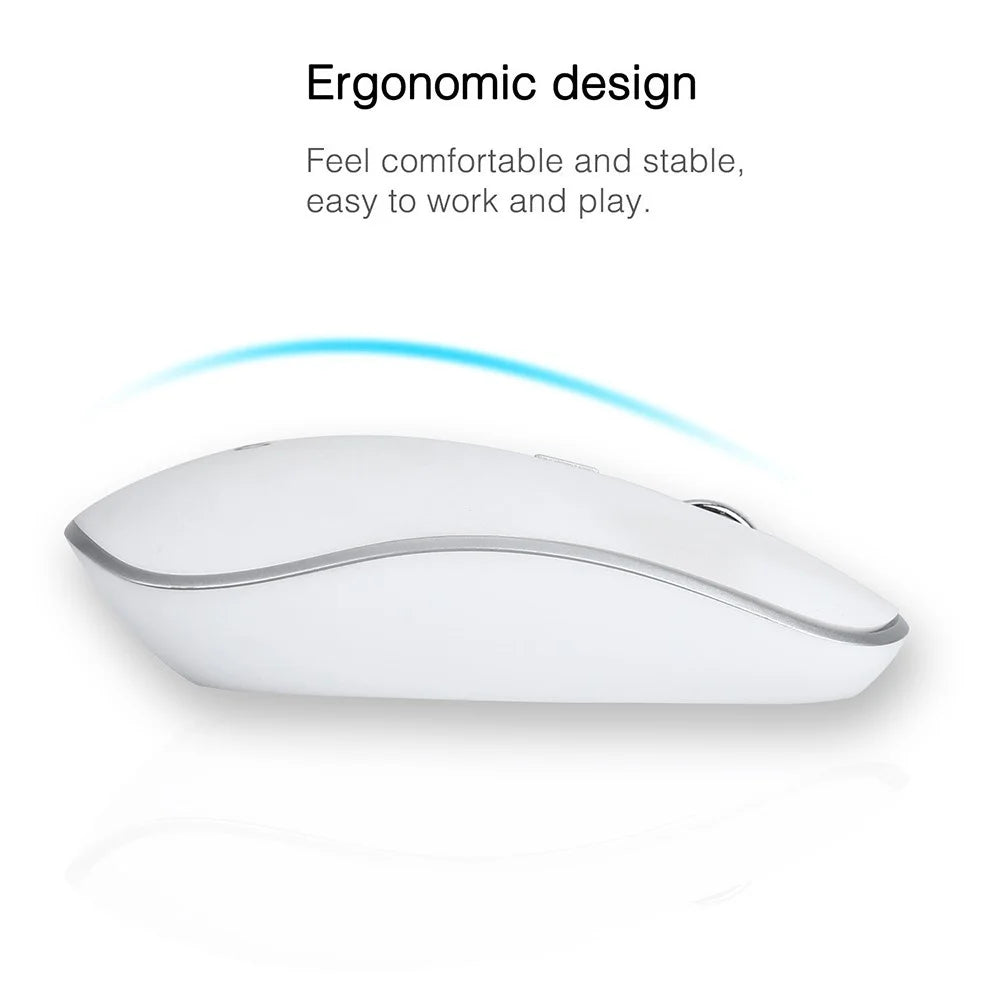 Compact Full-size Mute 2.4G Wireless Keyboard Mouse Combo Set - White - 2