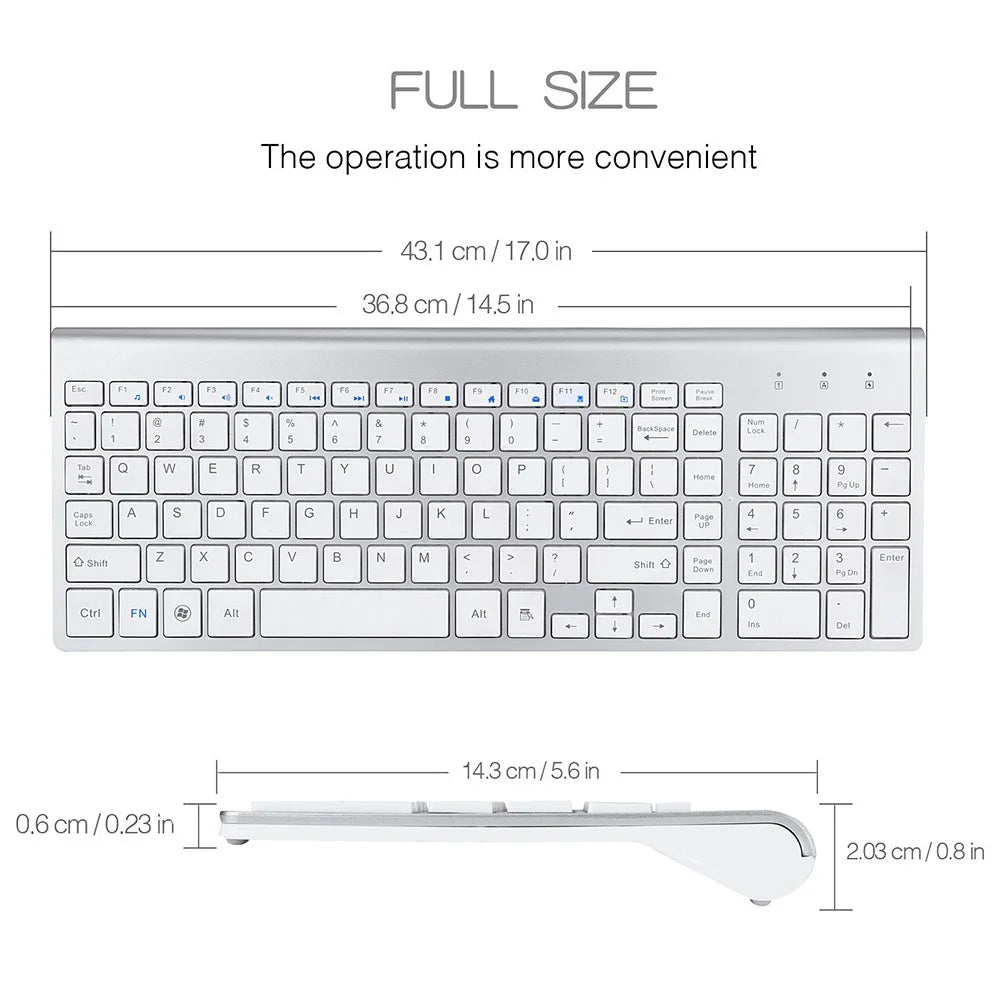Compact Full-size Mute 2.4G Wireless Keyboard Mouse Combo Set - White - 4