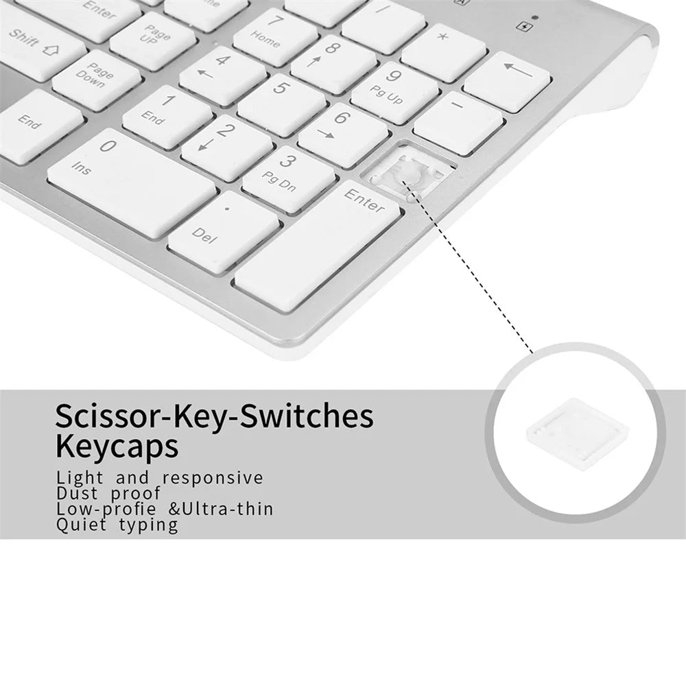 Compact Full-size Mute 2.4G Wireless Keyboard Mouse Combo Set - White - 6